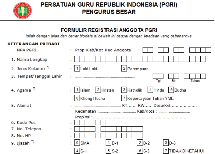 Pendaftaran PGRI Bengkayang - Persatuan Guru Republik Indonesia Cabang Bengkayang